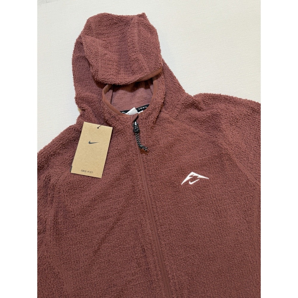 Nike Trail Men Small Fleece Running Jacket Red Sepia Summit White HV2664-218